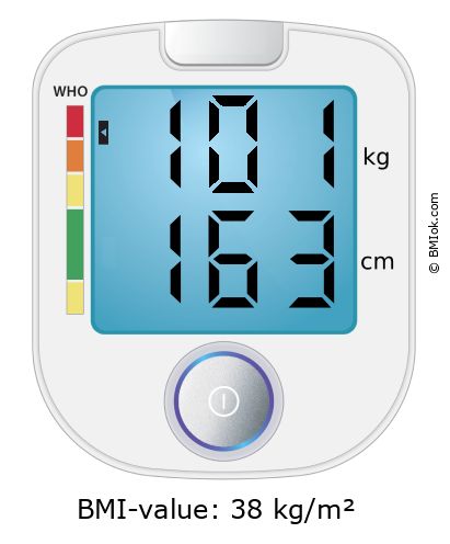 BMI 101 kg and 163 cm on the BMI calculator