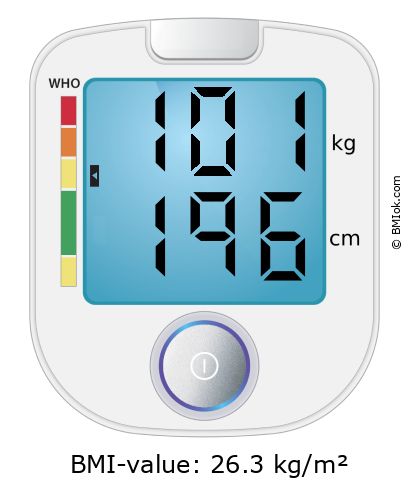 BMI 101 kg and 196 cm on the BMI calculator