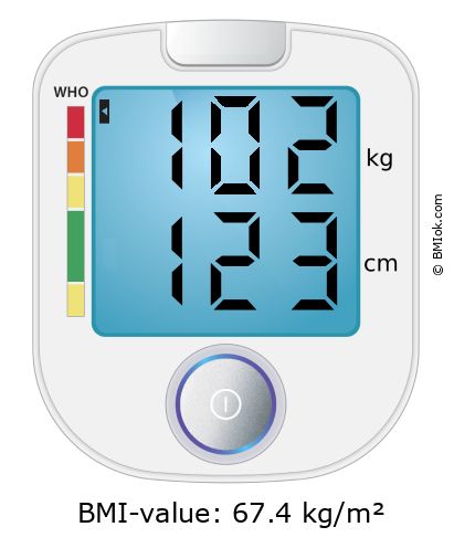 BMI 102 kg and 123 cm on the BMI calculator