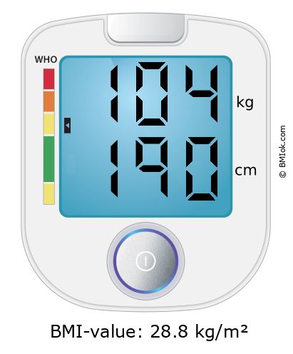 BMI 104 kg and 190 cm on the BMI calculator