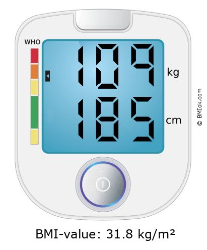 BMI 109 kg and 185 cm on the BMI calculator