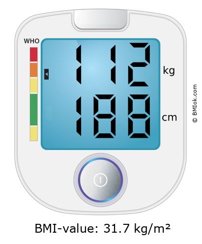 BMI 112 kg and 188 cm on the BMI calculator