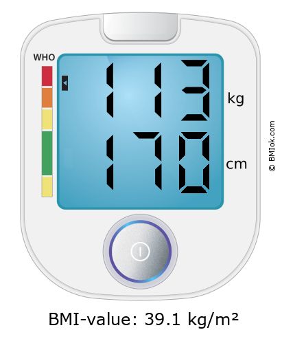 BMI 113 kg and 170 cm on the BMI calculator