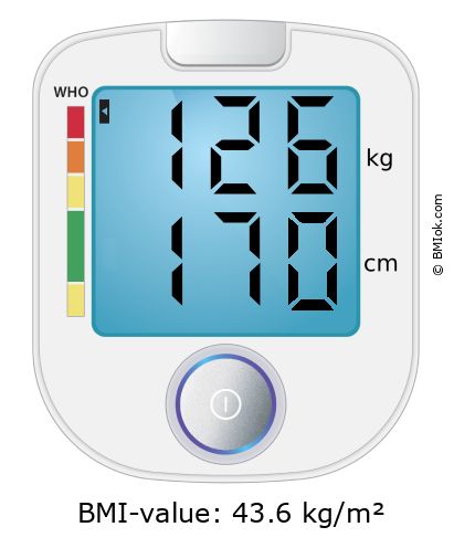 BMI 126 kg and 170 cm on the BMI calculator