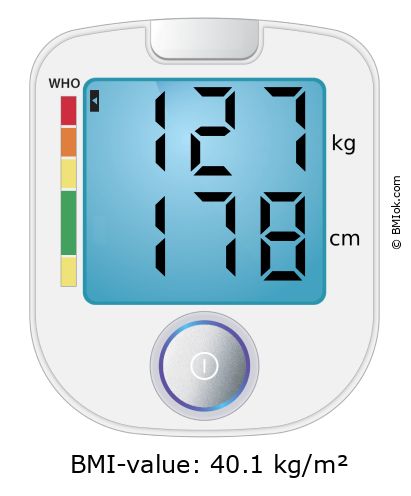 BMI 127 kg and 178 cm on the BMI calculator