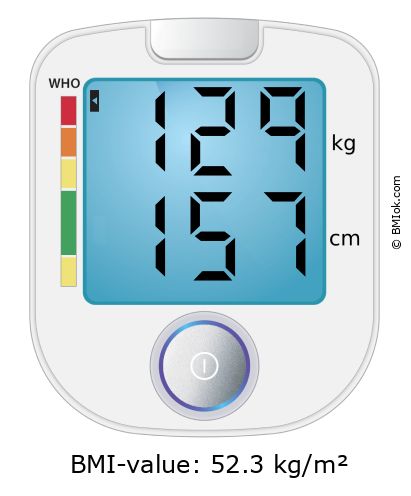 BMI 129 kg and 157 cm on the BMI calculator