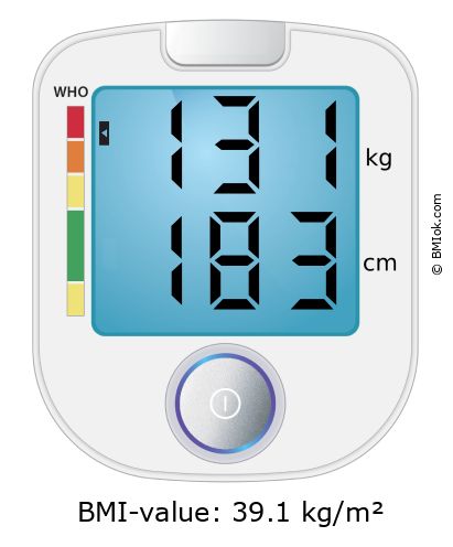 BMI 131 kg and 183 cm on the BMI calculator