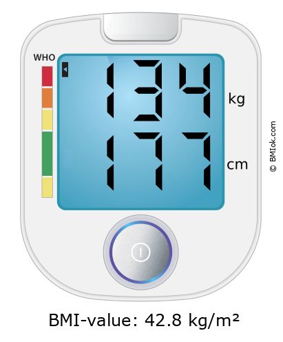 BMI 134 kg and 177 cm on the BMI calculator