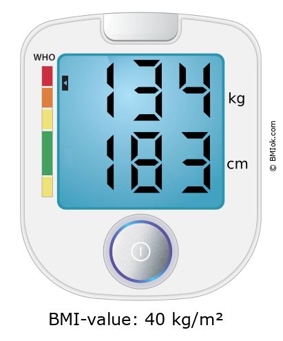 BMI 134 kg and 183 cm on the BMI calculator
