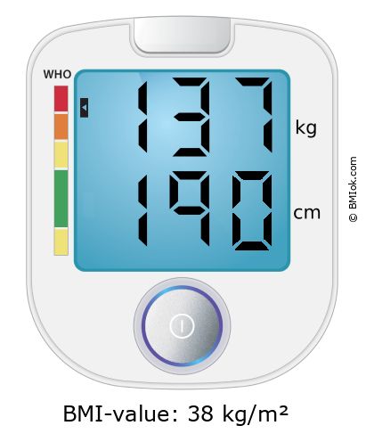 BMI 137 kg and 190 cm on the BMI calculator
