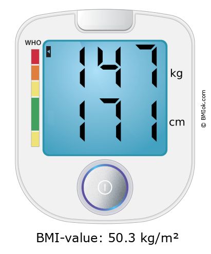 BMI 147 kg and 171 cm on the BMI calculator