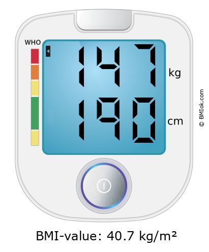 BMI 147 kg and 190 cm on the BMI calculator