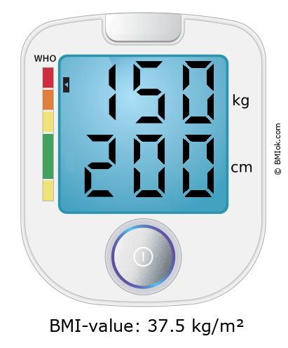 BMI 150 kg and 200 cm on the BMI calculator