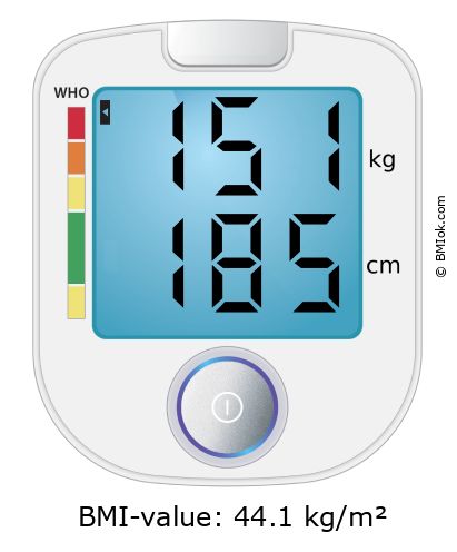 BMI 151 kg and 185 cm on the BMI calculator