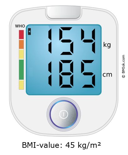 BMI 154 kg and 185 cm on the BMI calculator