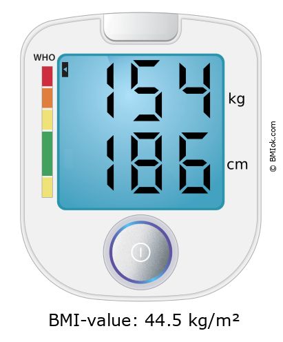 BMI 154 kg and 186 cm on the BMI calculator
