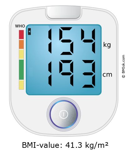 BMI 154 kg and 193 cm on the BMI calculator