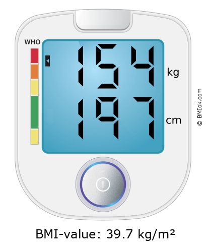 BMI 154 kg and 197 cm on the BMI calculator