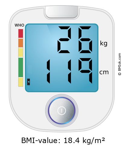 BMI 26 kg and 119 cm on the BMI calculator