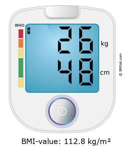 BMI 26 kg and 48 cm on the BMI calculator