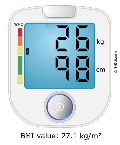 BMI 26 kg and 98 cm on the BMI calculator