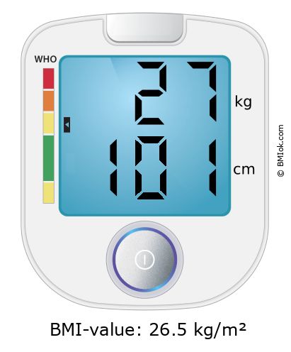 BMI 27 kg and 101 cm on the BMI calculator