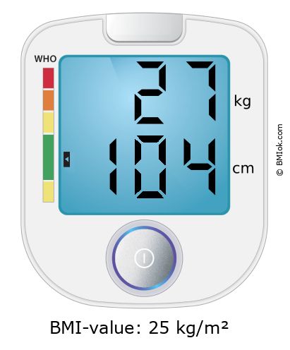 BMI 27 kg and 104 cm on the BMI calculator
