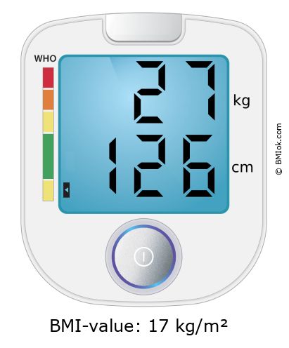 BMI 27 kg and 126 cm on the BMI calculator