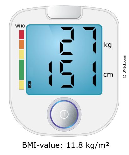 BMI 27 kg and 151 cm on the BMI calculator