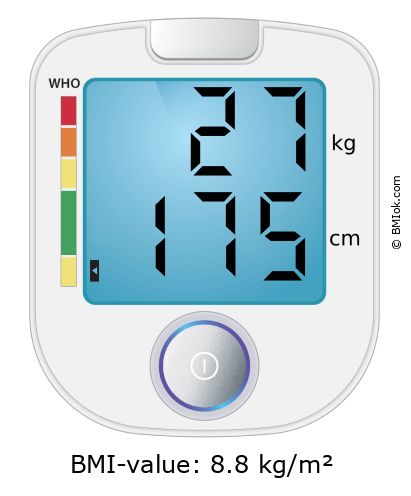 BMI 27 kg and 175 cm on the BMI calculator