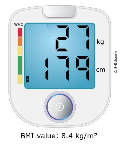 BMI 27 kg and 179 cm on the BMI calculator