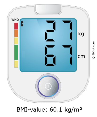 BMI 27 kg and 67 cm on the BMI calculator