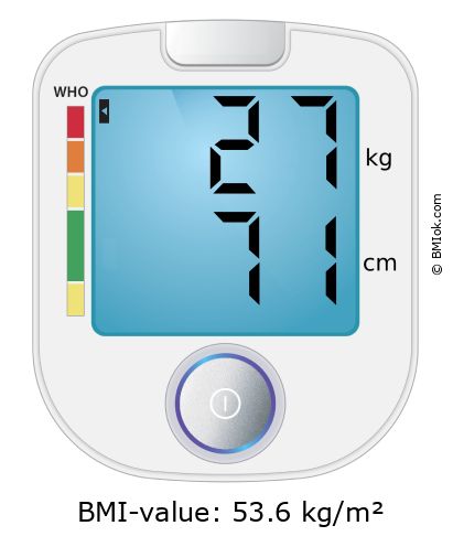 BMI 27 kg and 71 cm on the BMI calculator