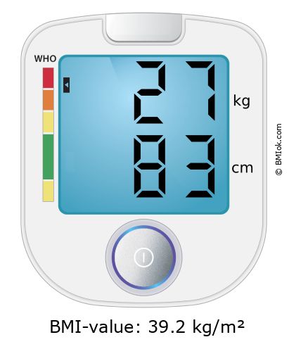 BMI 27 kg and 83 cm on the BMI calculator