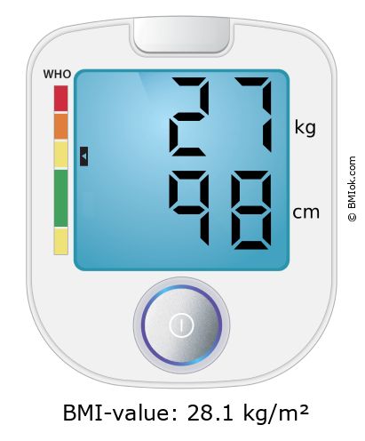 BMI 27 kg and 98 cm on the BMI calculator