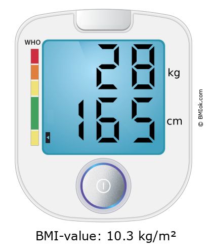 BMI 28 kg and 165 cm on the BMI calculator