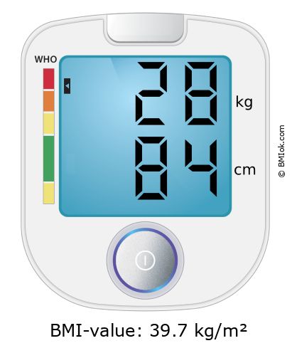 BMI 28 kg and 84 cm on the BMI calculator