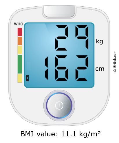 BMI 29 kg and 162 cm on the BMI calculator
