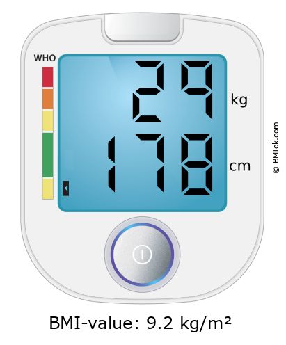 BMI 29 kg and 178 cm on the BMI calculator
