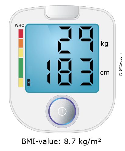 BMI 29 kg and 183 cm on the BMI calculator
