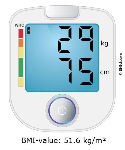 BMI 29 kg and 75 cm on the BMI calculator