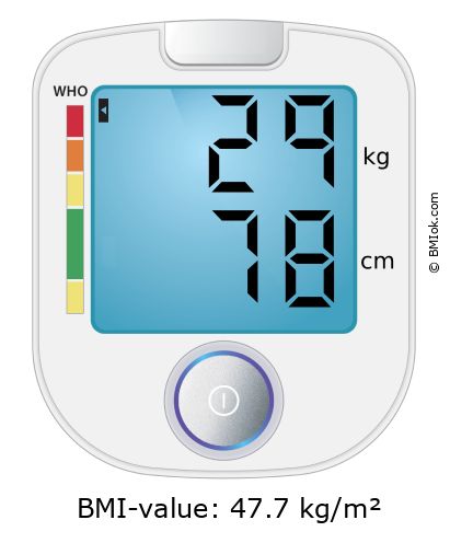 BMI 29 kg and 78 cm on the BMI calculator