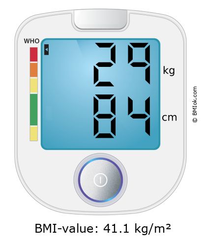 BMI 29 kg and 84 cm on the BMI calculator