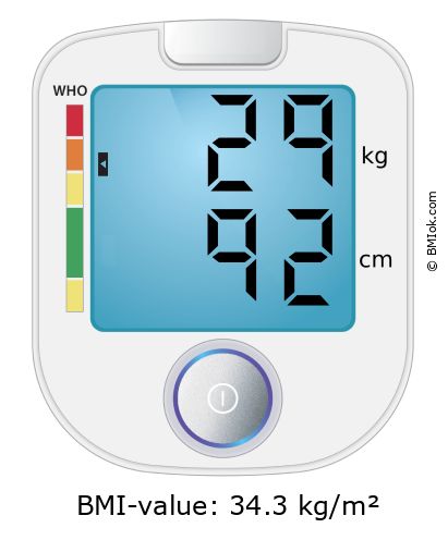 BMI 29 kg and 92 cm on the BMI calculator