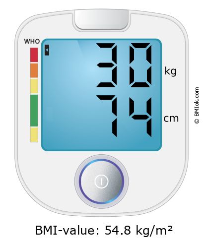 BMI 30 kg and 74 cm on the BMI calculator