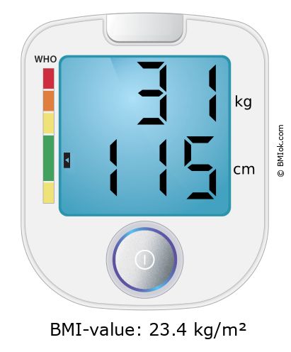 BMI 31 kg and 115 cm on the BMI calculator