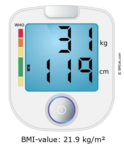 BMI 31 kg and 119 cm on the BMI calculator
