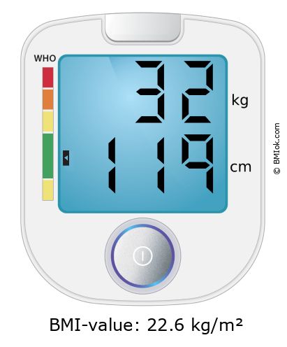 BMI 32 kg and 119 cm on the BMI calculator