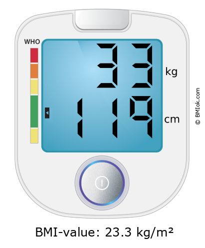 BMI 33 kg and 119 cm on the BMI calculator
