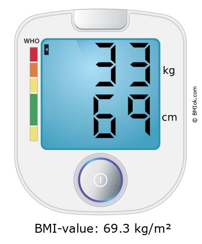 BMI 33 kg and 69 cm on the BMI calculator